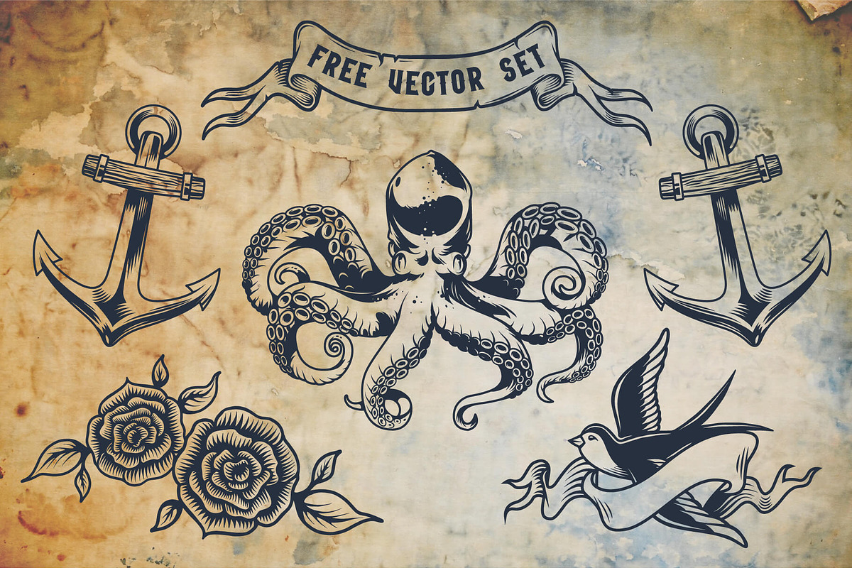 Old school tattoo Mooring font preview 6
