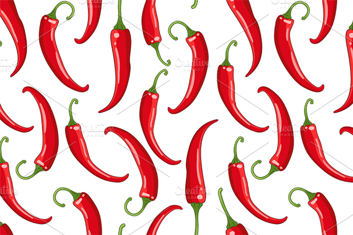 Seamless pattern with chilli peppers, a Pattern Graphic by Primula`s shop (Photo 3 of 3)