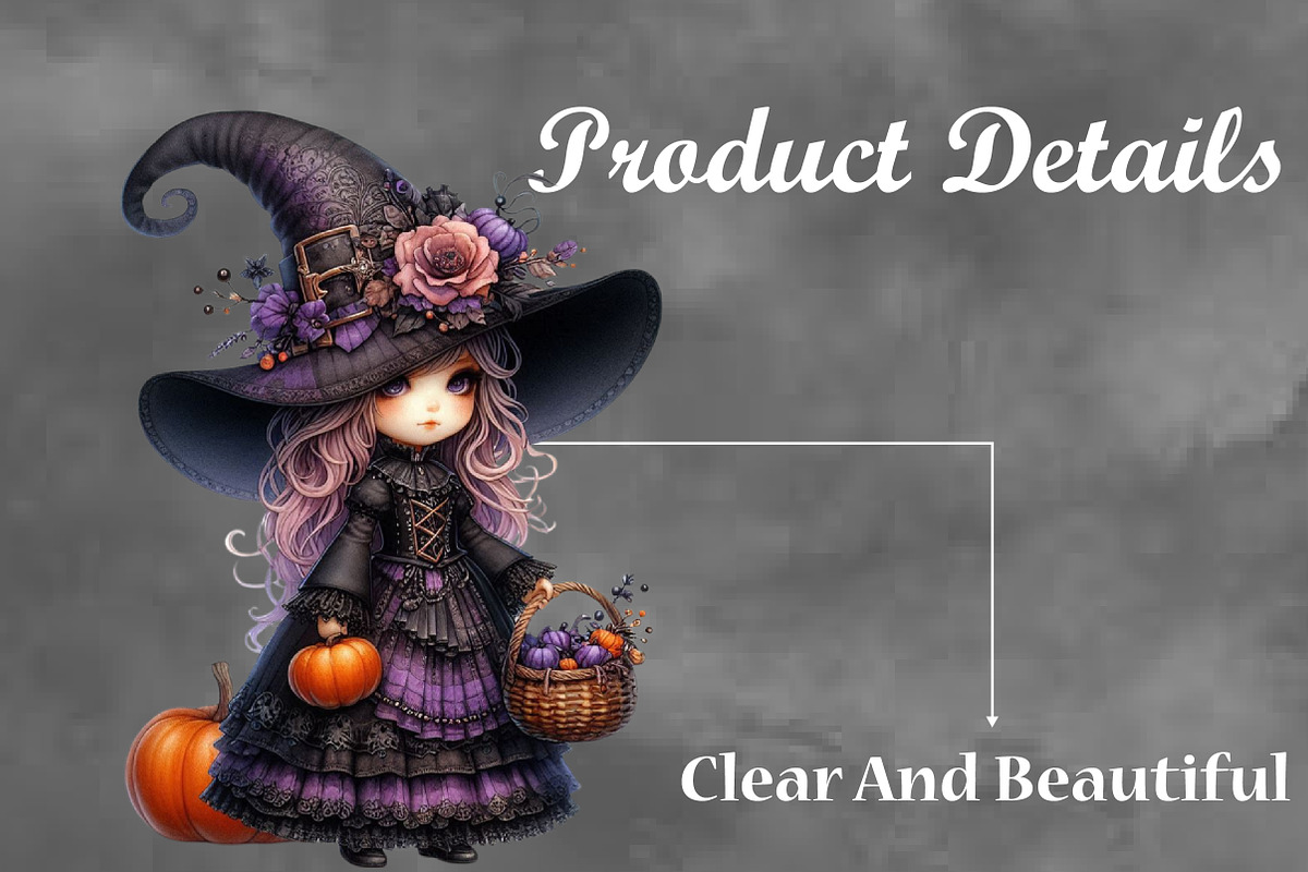 Watercolor Halloween Witch Clipart, a Seasonal Illustration by Craft Nest (Photo 3 of 5)