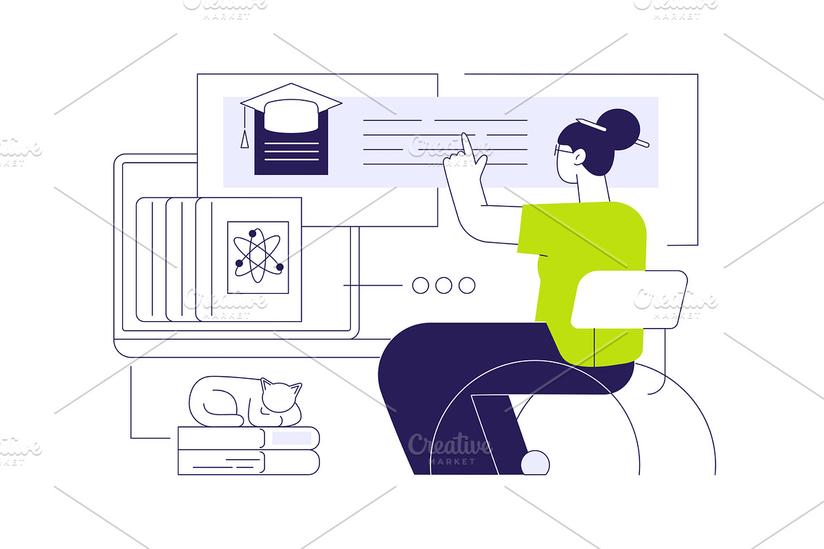 Distance learning isolated cartoon, an Education Illustration by Visual Generation