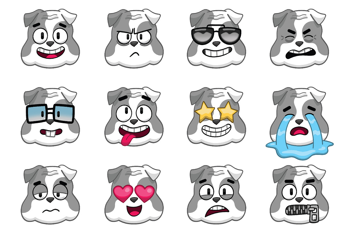 Bulldog Emoji Set, an Animal Illustration by Cartoon Shop (Photo 2 of 10)