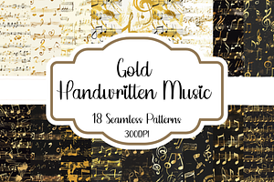 Gold Handwritten Music Seamless