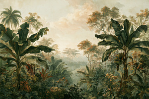 Atmospheric Vintage Jungle Wallpaper, a Decorative Illustration by Virgo Studio