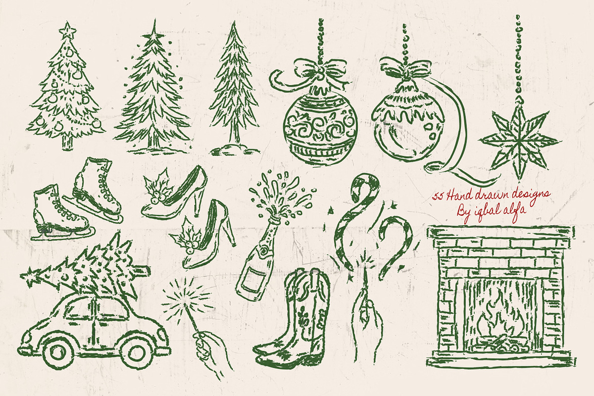 Hand Drawn Whimsical Christmas Icon, an Outline Icon by Baleee (Photo 5 of 7)
