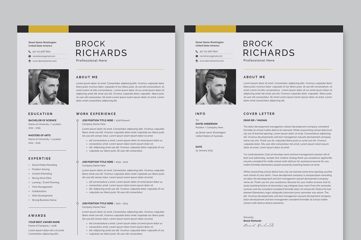 Resume/CV Template, a Resume Template by Proper_media (Photo 2 of 6)