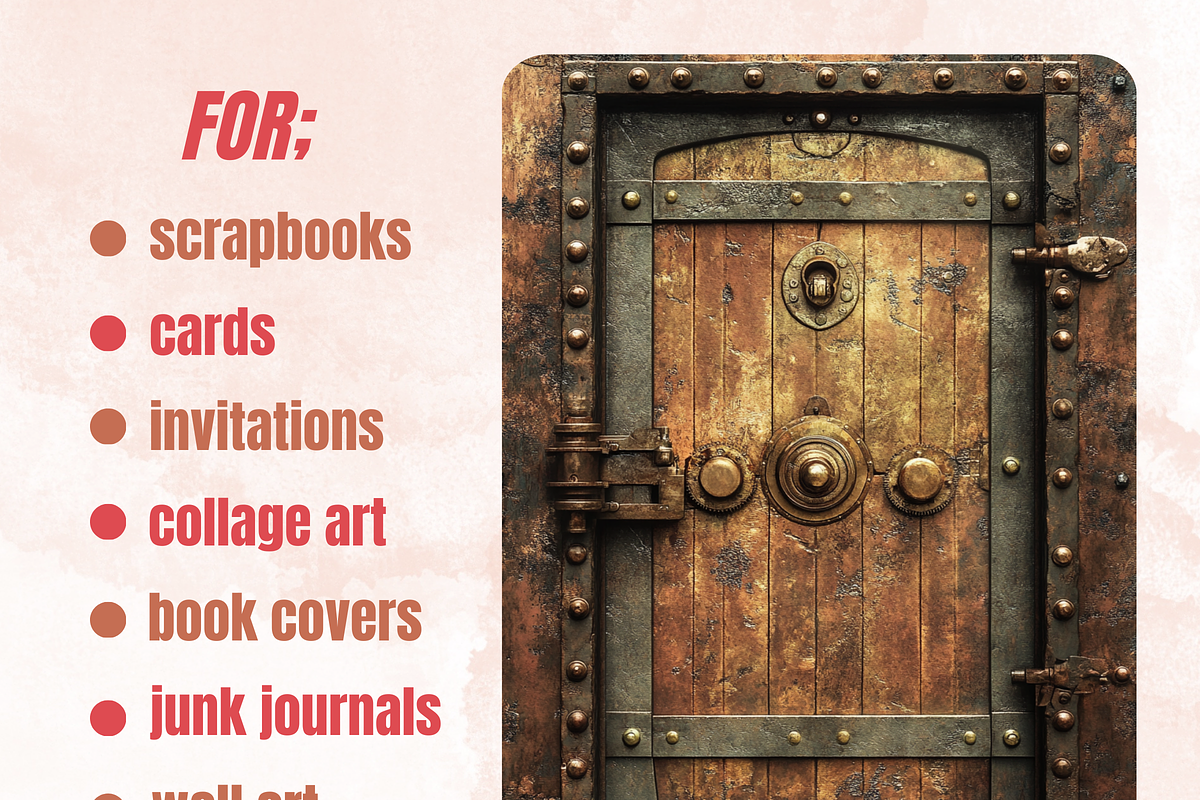 Steampunk Door Collage Paper Kit, a Background Graphic by GiraffeCreative (Photo 3 of 9)