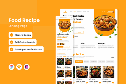 Resepku - Foods Recipe Landing Page, a Landing Page Template by productype1