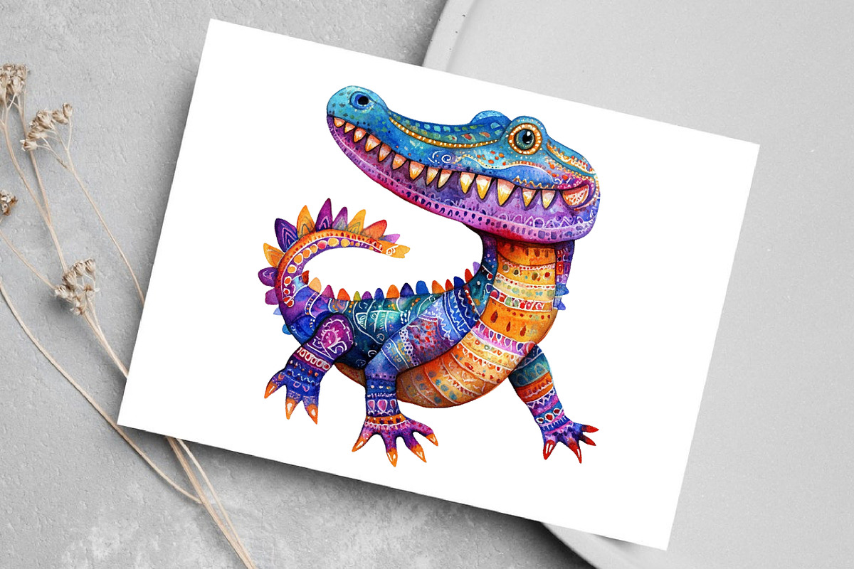Watercolor Folk Art Animals Clipart, an Illustration by Canvas Craft (Photo 5 of 8)