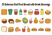 25 Delicious Fast Food with Drink, a Food Illustration by jongcreative (Thumbnail 1 of 5)