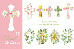 Watercolor Floral Easter Cross