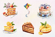 Watercolor Cake Clipart PNG, an Illustration by CreationArt (Thumbnail 4 of 5)