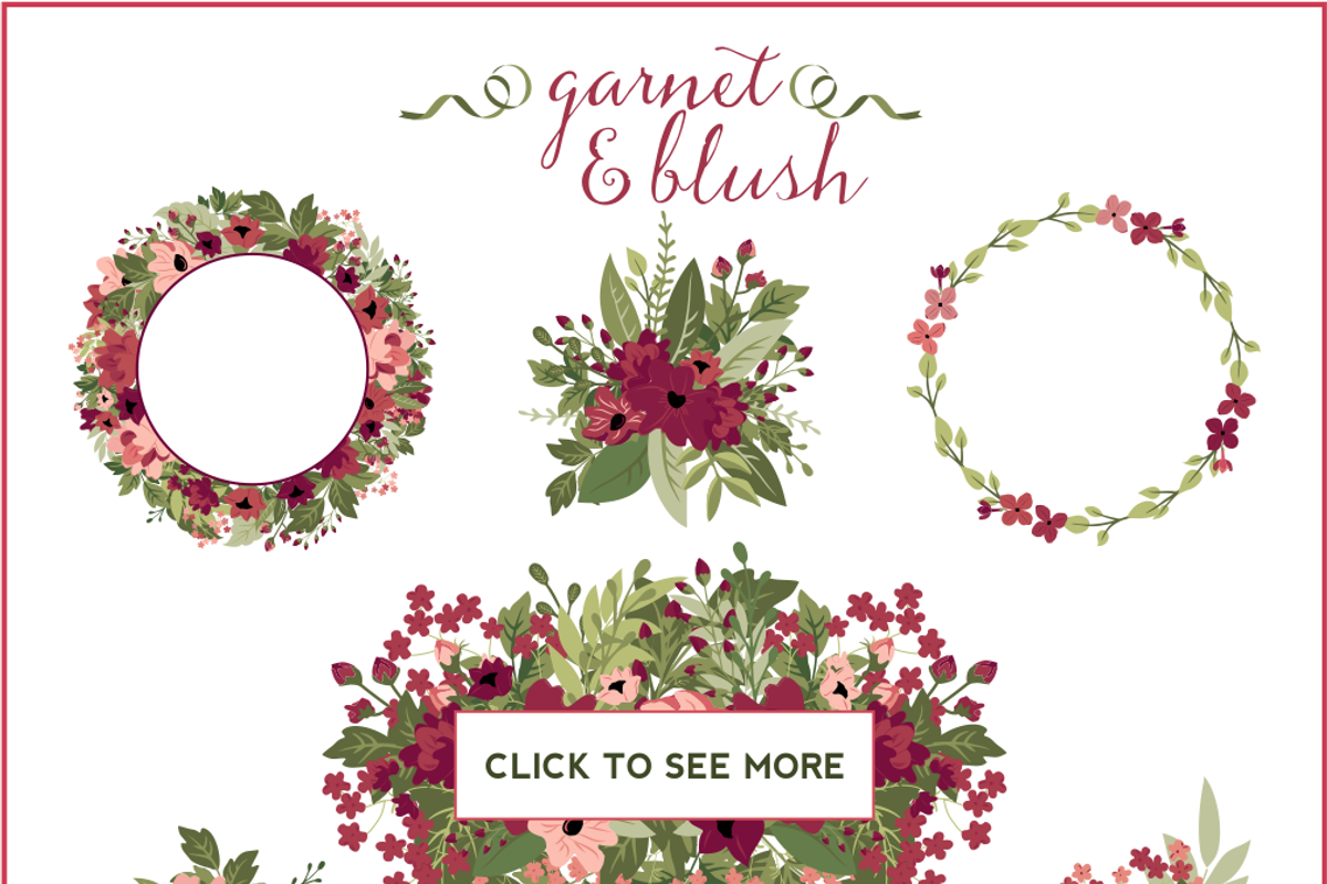 Blush & Burgundy Flowers & Greenery, an Illustration by Kelly Jane Creative (Photo 2 of 3)