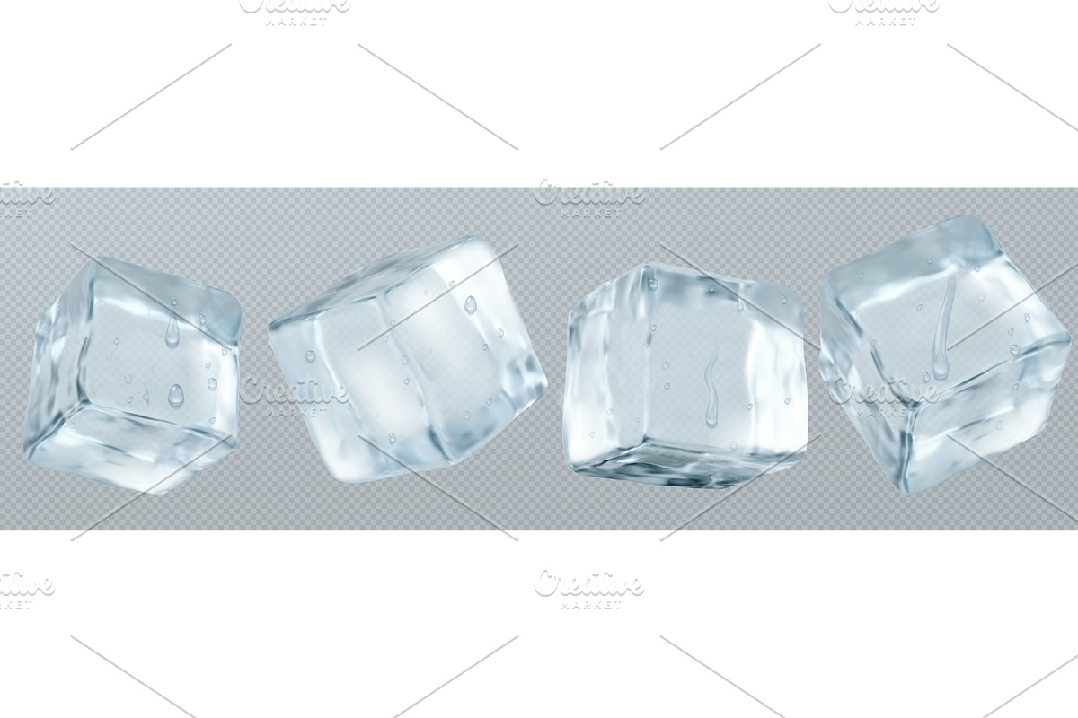 Crystal transparent ice cubes, a Food Illustration by art PVP - market