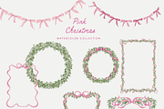 Watercolor pink christmas whimsy set, an Object Graphic by Grace Noboa Illustrations (Thumbnail 6 of 12)