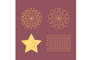 mandalas star floral, an Illustration by studiogstock