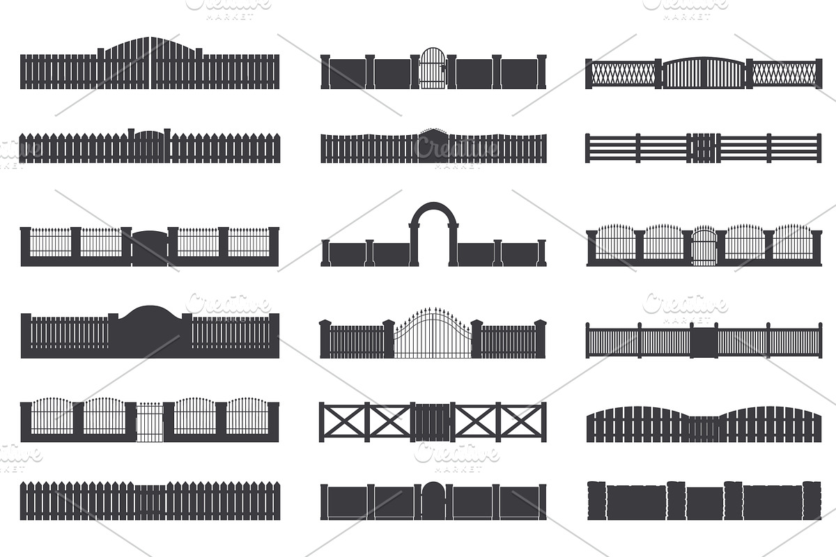 Black fences. Gates, fence and, an Object Illustration by Valerie Bodnar