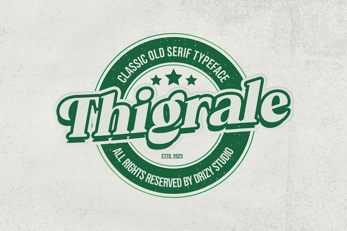 Thigrale – Classic Old Vintage Font, a Sans Serif Font by Drizy (Photo 2 of 10)