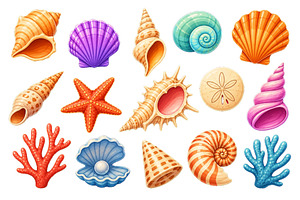 Colorful collection of seashells