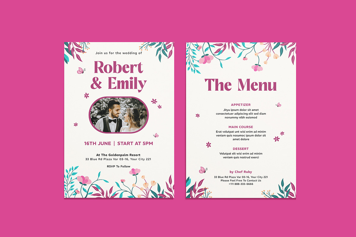 Simply Floral Wedding Invitation, an Invitation Template by iDoodle Studio (Photo 1 of 4)