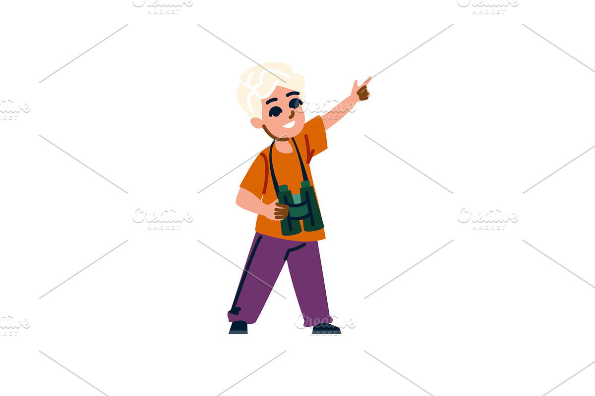 Curious boy exploring nature with, an Animal Illustration by pikepicture
