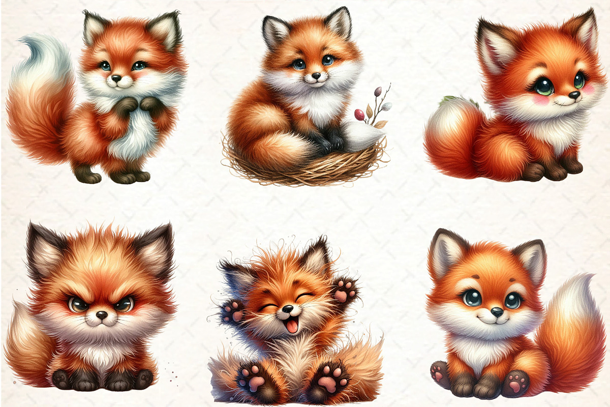 Watercolor Fox Clipart Bundle, an Illustration by DreamCafeArt (Photo 2 of 7)