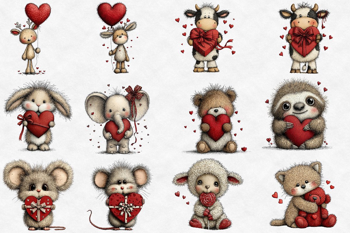 Sweet Valentine's Day Animal Clipart, an Illustration by Designworld (Photo 3 of 6)