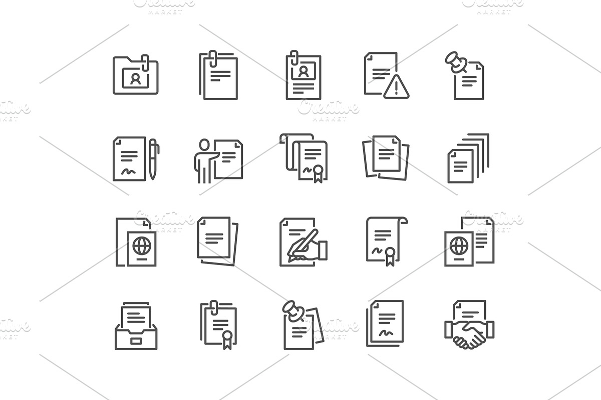 Line Documents Icons, an Object Graphic by Davooda