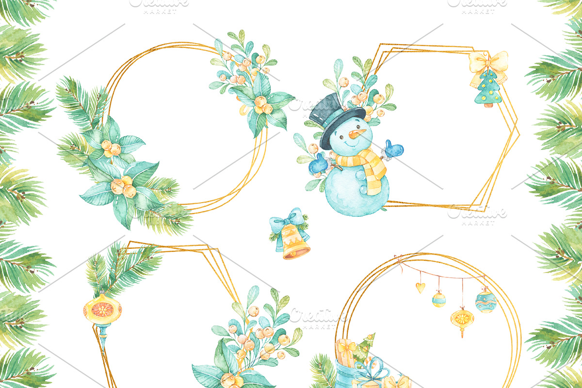 Christmas Watercolor Clipart, a Decorative Illustration by Natalya_Mona_Art (Photo 2 of 8)