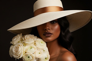 Ivory Hat Portrait, White Roses, a Person Photo by thepslr