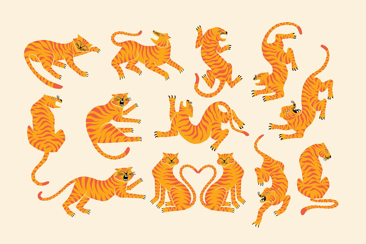 Tiger Illustrations Bundle, an Animal Illustration by Skilline Design Co. (Photo 2 of 10)