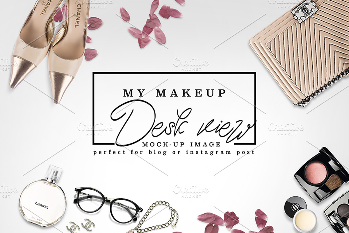 Luxury brand makeup desk mockup stock photo containing chanel and stock, a Beauty & Fashion Photo by Whimsical Logoshop (Photo 1 of 2)