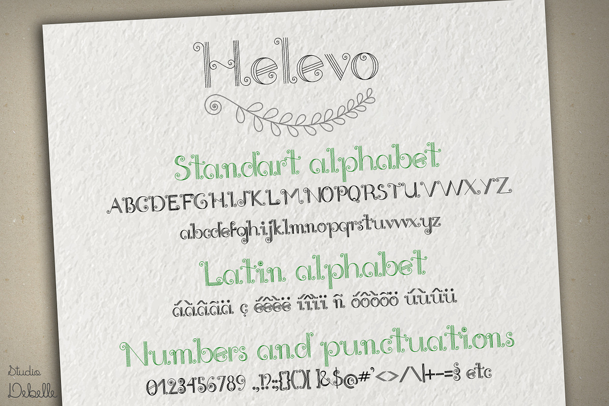 Helevo Quilling Pack font & ornament preview 4