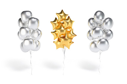 Silver Balloon Bouquet Set 3D Model, an Object 3D Model by rebrandy