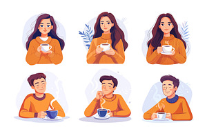 Coffee break cartoon vector scenes, a Person Illustration by Onyx