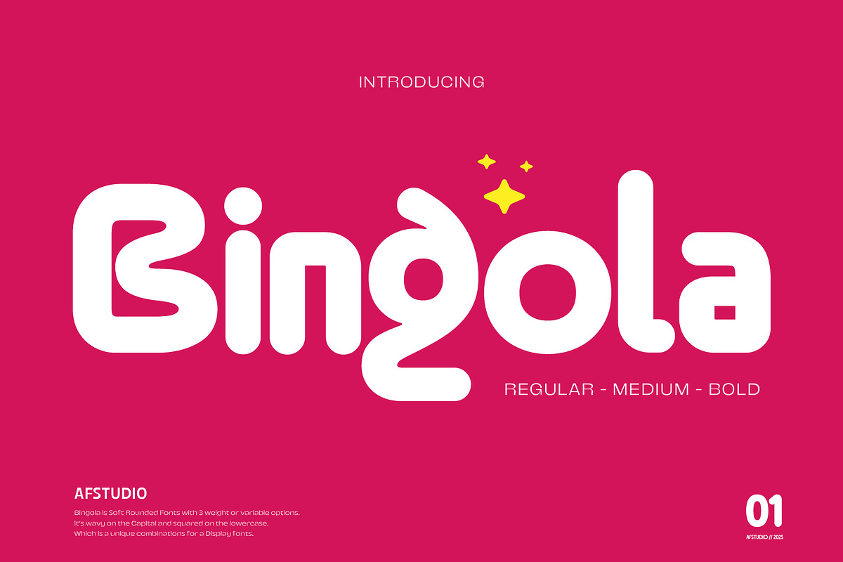 Bingola, a Sans Serif Font by Adam Fathony (Photo 1 of 15)