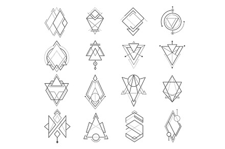 Geometric boho tattoo linear signs, an Illustration by Vector Tradition