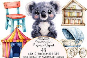 Watercolor Playroom Clipart