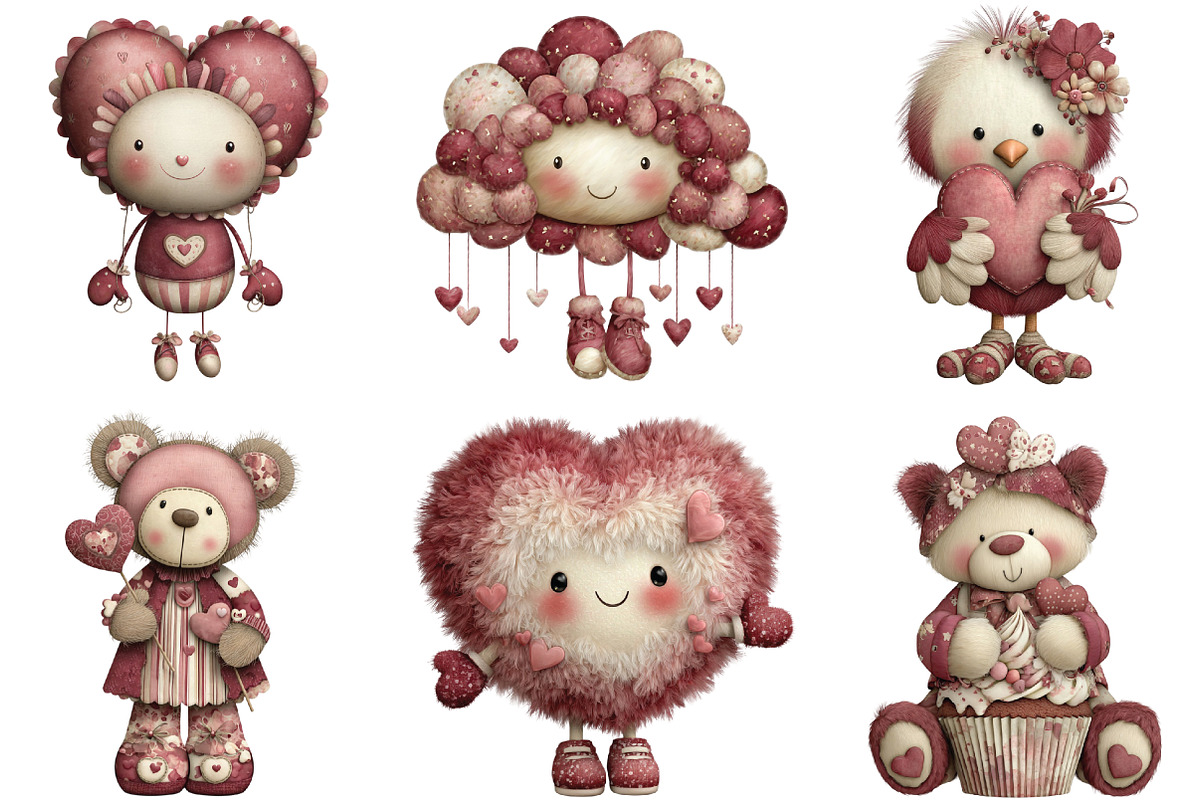 Kawaii Valentines Clipart, an Illustration by CraftArtStudio (Photo 4 of 6)