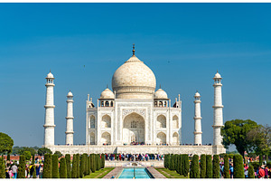 The taj mahal the most famous monument of india agra uttar pradesh stock, an Architecture Photo by Leonid Andronov