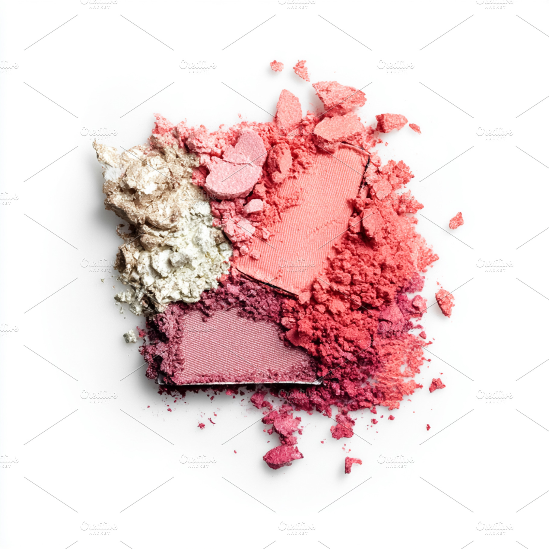 Crushed makeup powder creating a textured pattern, showcasing va, a Photo by Studio ANNA