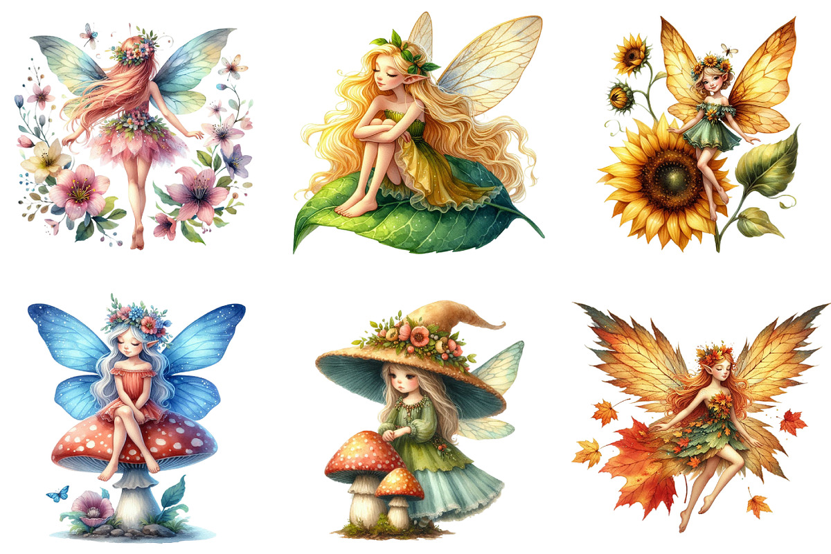 Watercolor Fairy Clipart, an Illustration by DreamArtGraphic (Photo 2 of 5)