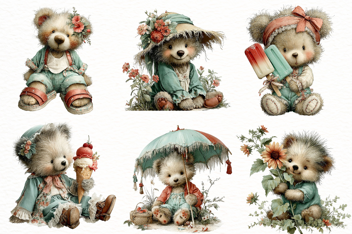 Whimsical SUmmerTeddy Bear Clipart, an Illustration by Designworld (Photo 5 of 5)