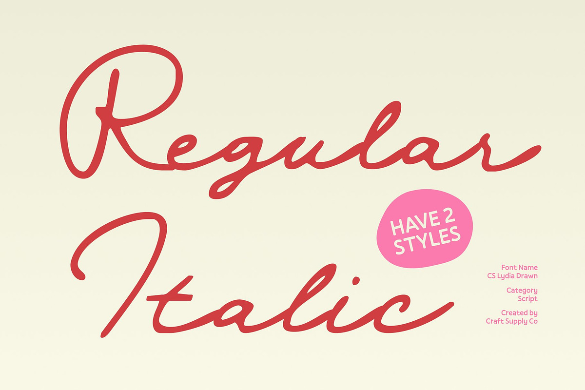 CS Lydia Drawn, a Script Font by Craft Supply Co. (Photo 3 of 8)