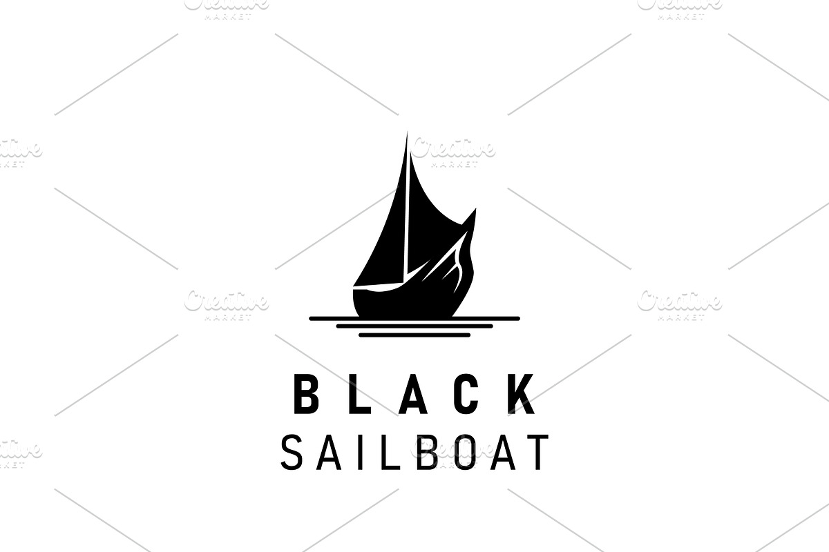 Black Sailor Boat Logo Design