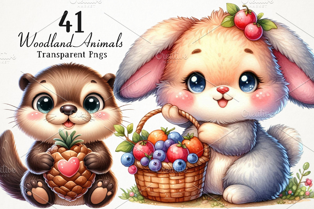Cute Woodland Animals PNG Clipart, a Seasonal Illustration by RobertsArt (Photo 1 of 5)