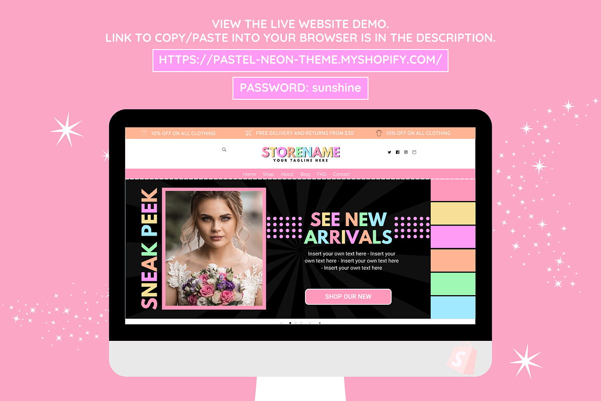 Pastel Neon Shopify Theme, a Shopify Template by SunshineStudioBoutique (Photo 4 of 9)