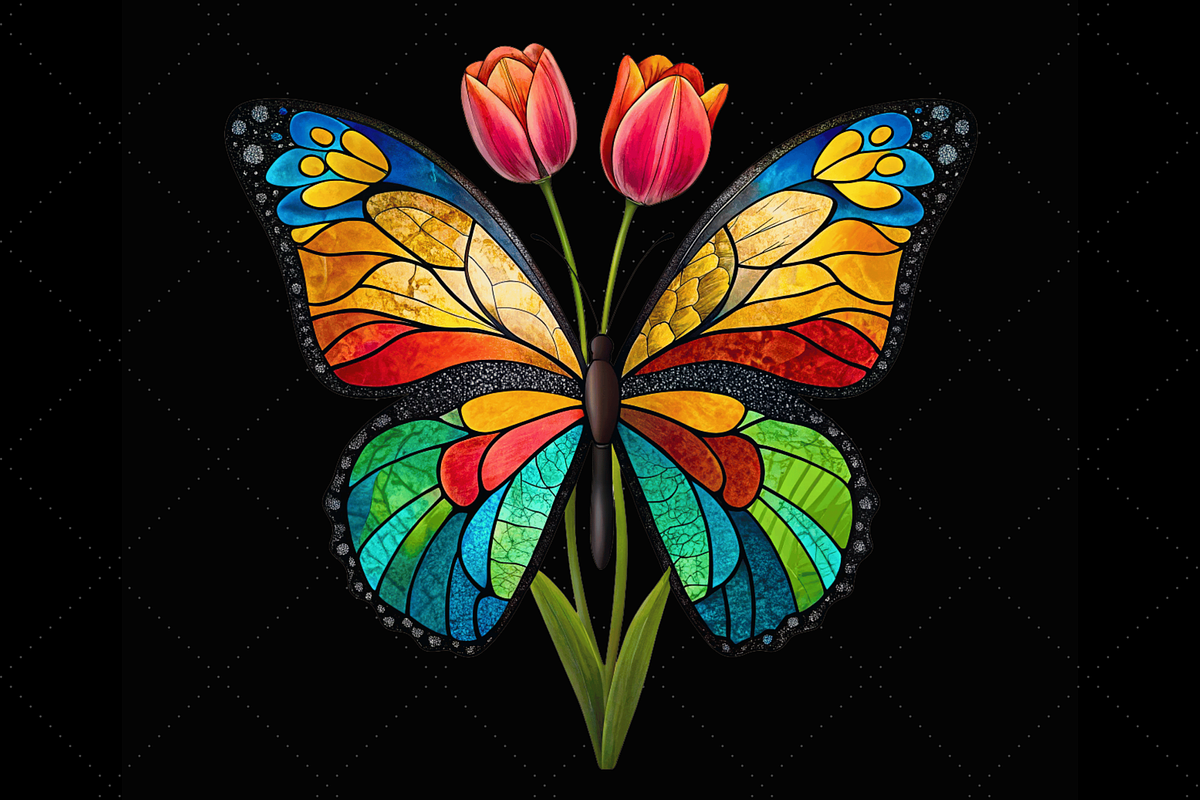 Tulip Butterfly Sublimation Clipart, an Animal Illustration by FloridPrintables (Photo 2 of 12)