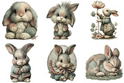 Watercolor Easter Bunny Clipart, an Illustration by DreamArtGraphic (Thumbnail 5 of 5)