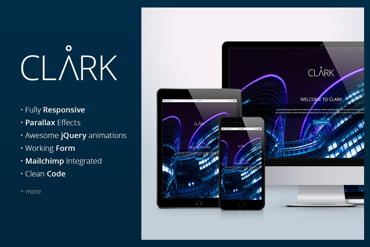 Clark - A corporate landing page, a HTML Template by revolumia (Photo 1 of 5)