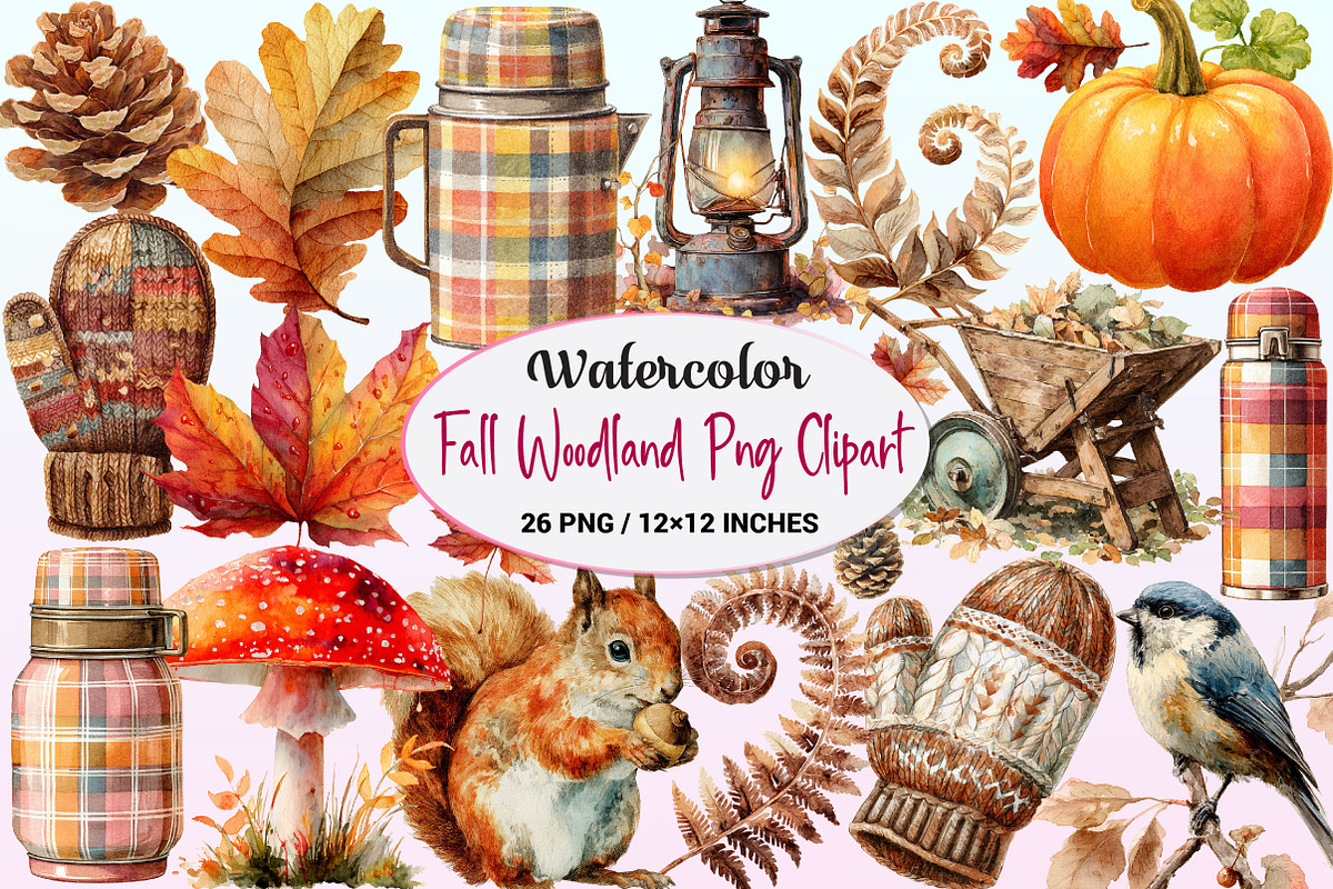 Watercolor Fall Woodland Clipart, a Graphic by CitraGraphics (Photo 1 of 4)